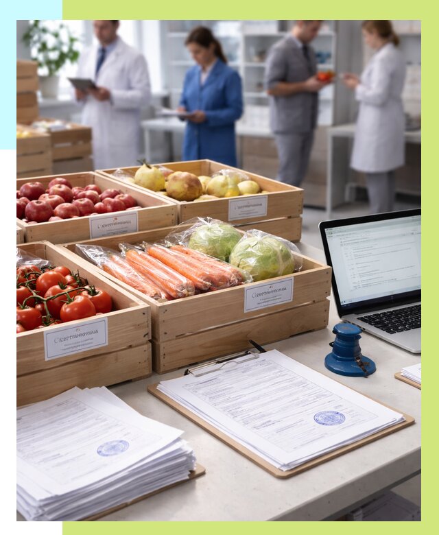 Сертификация овощей и фруктов в Ирбите от 9344 р. | Алешин-Рбт