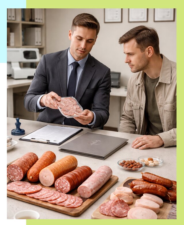 Сертификация колбасных изделий в Ирбите от 8245 р. | Алешин-Рбт